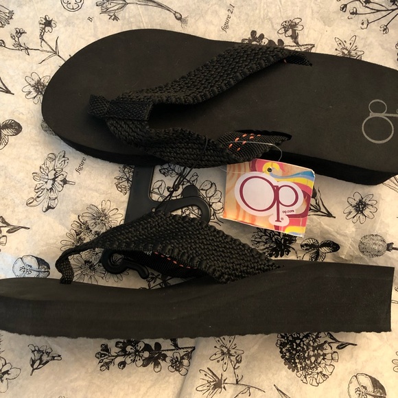 OP ocean pacific Womens Black Flip Flop Sandals - Picture 6 of 8